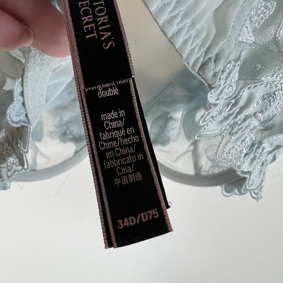 Victoria’s Secret Blue Floral Lace Underwire Bra‎ Women’s Size 34D - Picture 6 of 7